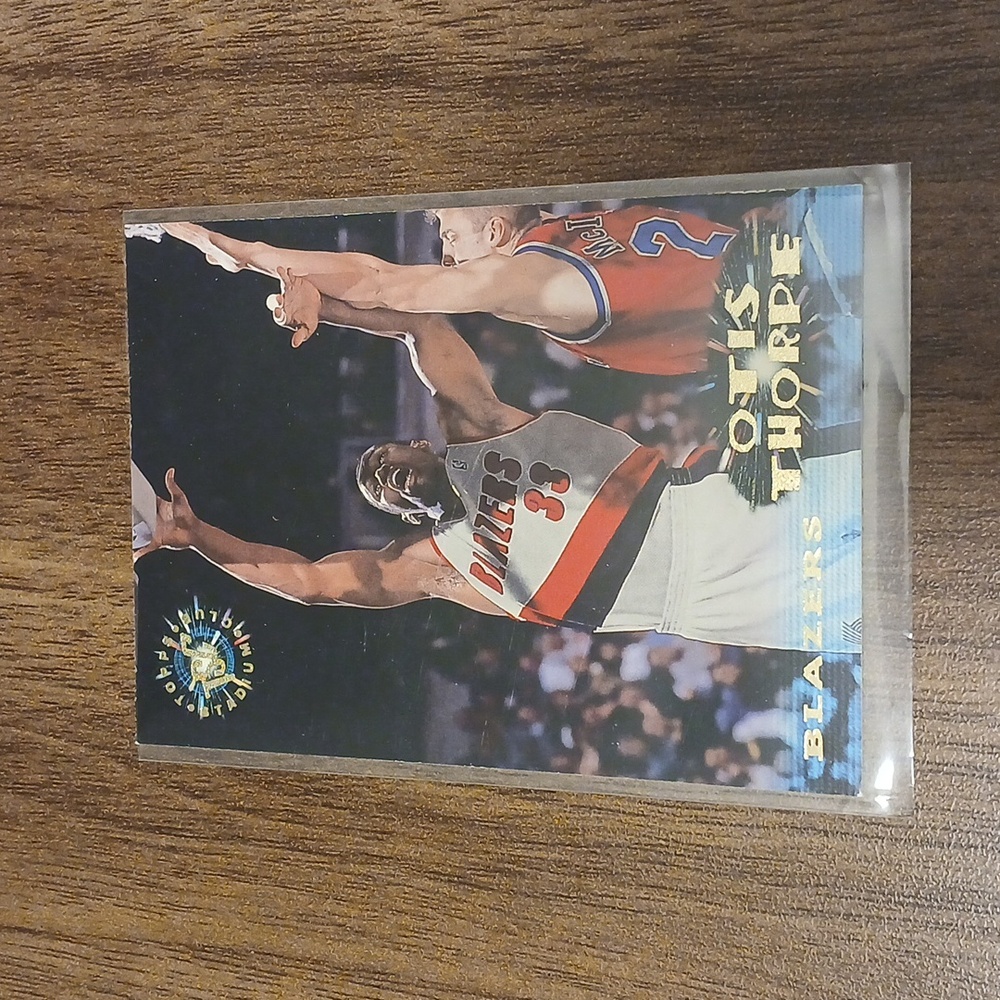 Otis Thorpe blazers 2.5 inches by 3.5 in black red white green basketball